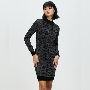 MICHAEL Michael Kors Black and Silver Patterned Dress